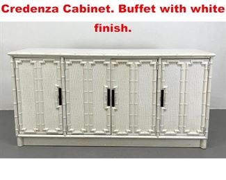 Lot 335 Drexel Faux Bamboo Front Credenza Cabinet. Buffet with white finish.