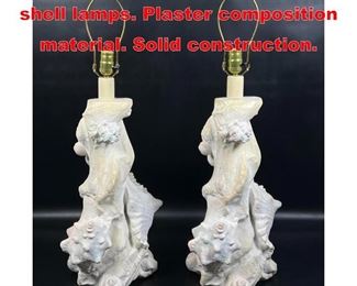 Lot 351 Pr Sirmos style nautical shell lamps. Plaster composition material. Solid construction. 