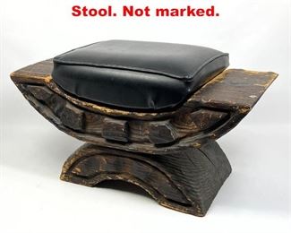 Lot 369 WITCO Carved Wood Bench Stool. Not marked. 