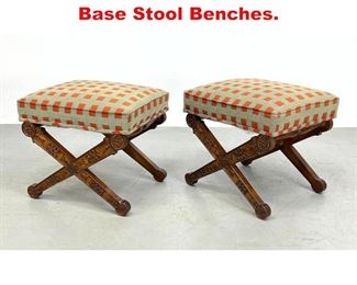 Lot 380 Pair Classical Design X Base Stool Benches. 