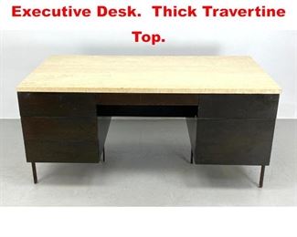 Lot 394 Large HARVEY PROBBER Executive Desk. Thick Travertine Top. 