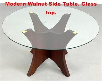 Lot 397 Pearsall Style American Modern Walnut Side Table. Glass top. 
