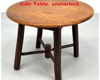 Lot 398 Rustic OLD HICKORY Style Side Table. unmarked.