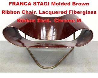 Lot 401 CESARE LEONARDI, FRANCA STAGI Molded Brown Ribbon Chair. Lacquered Fiberglass Ribbon Seat. Chrome M