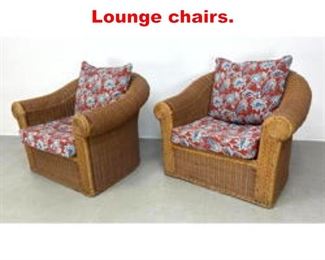 Lot 416 Pr Wicker Rattan Woven Lounge chairs.