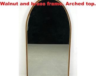 Lot 420 McCobb Style wall Mirror. Walnut and brass frame. Arched top.