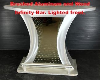 Lot 467 Groovy Infinity Bar. Brushed Aluminum and Wood Infinity Bar. Lighted front. 