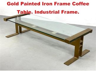 Lot 469 Mid Century Modern Heavy Gold Painted Iron Frame Coffee Table. Industrial Frame. 
