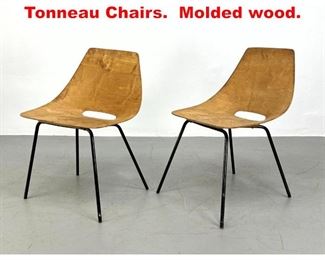 Lot 479 Pair PIERRE GUARICHE Tonneau Chairs. Molded wood.
