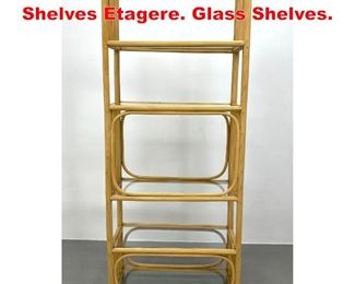 Lot 488 Pencil Reed Tall Display Shelves Etagere. Glass Shelves. 