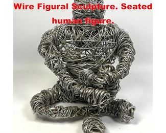 Lot 497 Modernist Wrapped Metal Wire Figural Sculpture. Seated human figure. 