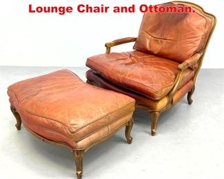 Lot 510 French Provincial Leather Lounge Chair and Ottoman. 