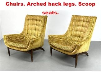 Lot 514 Pair Pearsall Style Lounge Chairs. Arched back legs. Scoop seats. 