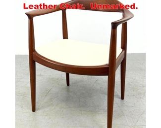 Lot 516 HANS WEGNER Teak and Leather Chair. Unmarked.