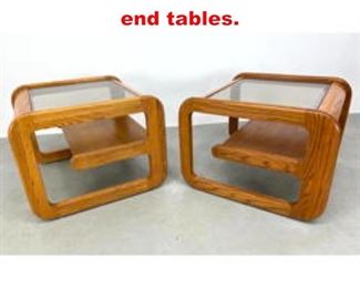 Lot 539 Pr Lou Hodges style Oak end tables. 