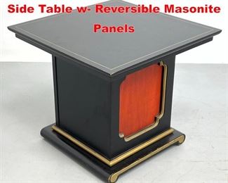 Lot 542 Dorothy Draper Storage Side Table w Reversible Masonite Panels