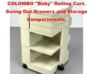 Lot 553 White KARTELL by JOE COLOMBO Boby Rolling Cart. Swing Out Drawers and Storage Compartments.