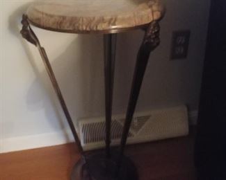 Brass and marble top table $60