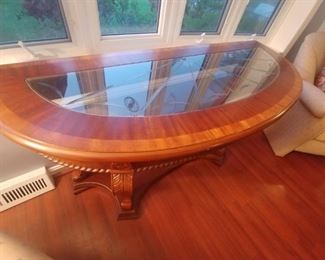 Wonderful inlaid demi-lune table $200