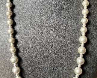 Vintage Sterling Silver Graduated Bead Ball Necklace - Weighs 58.3 Grams Total