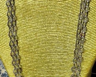 Vintage Long Sterling Silver Link Necklace - Weighs 58.4 Grams Total