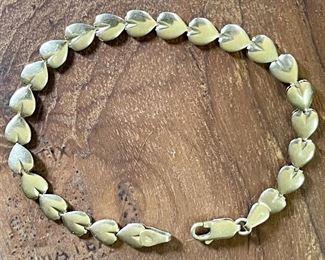 Vintage 14k Gold Made In Italy Heart Bracelet - 7" Long - Weighs 5.6 Grams