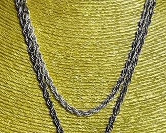 Vintage Milor Italy Sterling Silver Chain Necklace With Etched Heart Pendant - Weighs 47.9 Grams