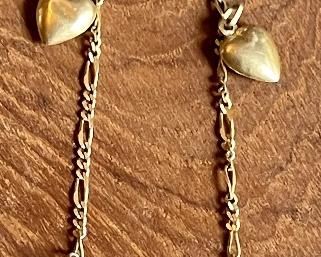 14k Yellow Gold Israel Puff Heart Bracelet - Weighs 2.2 Grams - 7" Long