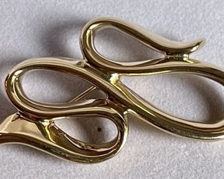 Vintage 14k Yellow Gold Ribbon Pin - Weighs 4.9 Grams