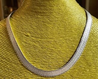 Sterling Silver Milor Italy Herringbone Necklace In Original Box - Weighs 26.1 Grams