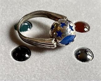 Replaceable Stone Sterling Silver And Star Motif Ring With (5) Stones Size 7.5 
