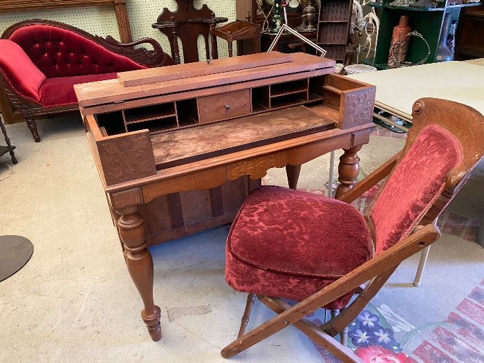 Antique desk and chair 