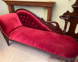 Red velvet fainting couch