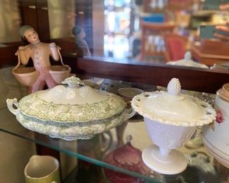 Milk glass antique soup terrine