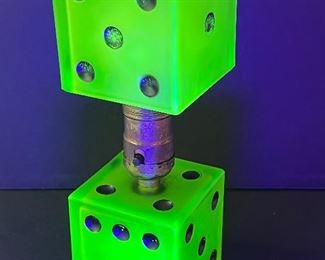 AMAZING Art Deco Uranium Dice Cube Lamp . Measuring about 9.5" tall. In overall good condition with some light vintage wear including slight paint loss. No electrical component.  