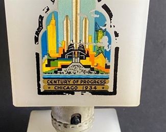 Houze Cube World's Fair- Century of Progress Lamp - RARE! What a collector's item! Wow!! Measures about 8.75-9" high and does have some paint loss/wear. No cord. 