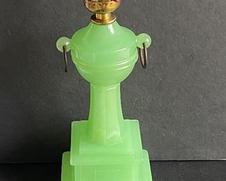 Vintage Houze Queen Anne Lamp in Nile Green measuring 11" high and in good condition with NO electrical cord.