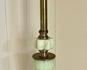 Soft Pistachio Green Akro Agate Art Deco Houze Lamp measuring 24 inches tall. There is not a cord on this lamp.
