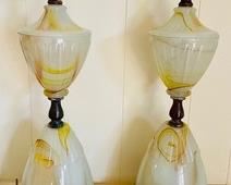 Pair of Vintage Houze Akro Agate Onyx Lamps that measure 18 inches tall. These lamps do not have cords.