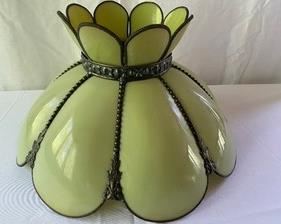 Beautiful Vintage Green Lampshade with one of the sections having a small crack. 