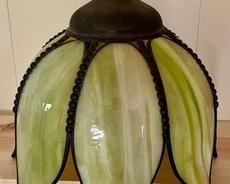 Vintage Mid Century Tulip Pendant Light Fixture that measures 11 inches tall and is 12 inches in diameter. 