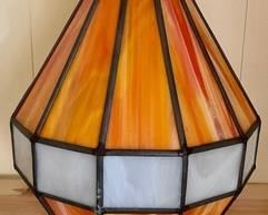 Vintage Swirled Orange and White Lamp Shade measuring 13 inches tall and 11 inches in diameter at the widest point