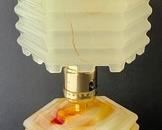 Vintage Art Deco Houze Akro Agate Lamp that measures 10 inches tall. There is no cord with this lamp.