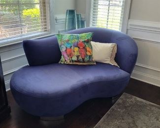 1 0f 2 custom made kidney shaped loveseats