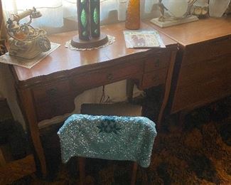 Sewing machine with table and chair 