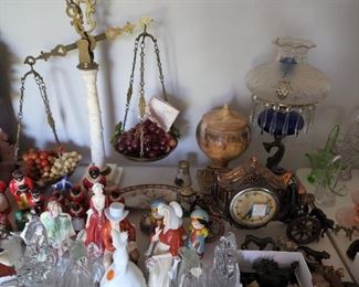 We have a lot of different glass and porcelain including oil lamps