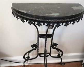 Antique marble top table with dragon motif