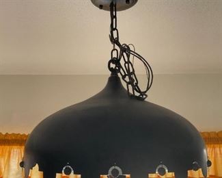 Vintage Black & Wood Chandelier