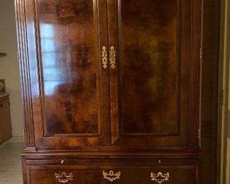 Mahogany linen press/entertainment center
