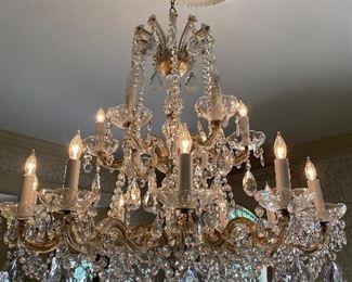 Beautiful crystal chandelier, has matching sconces